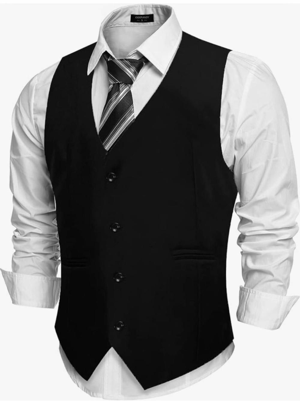 Men's Black Formal Vest by Coofandy - Classic Tailored Waistcoat